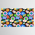 Retro cartoon sticker label pattern Tablecloth Gallery Image 2