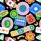 Retro cartoon sticker label pattern Coffee Mug Gallery Image 2