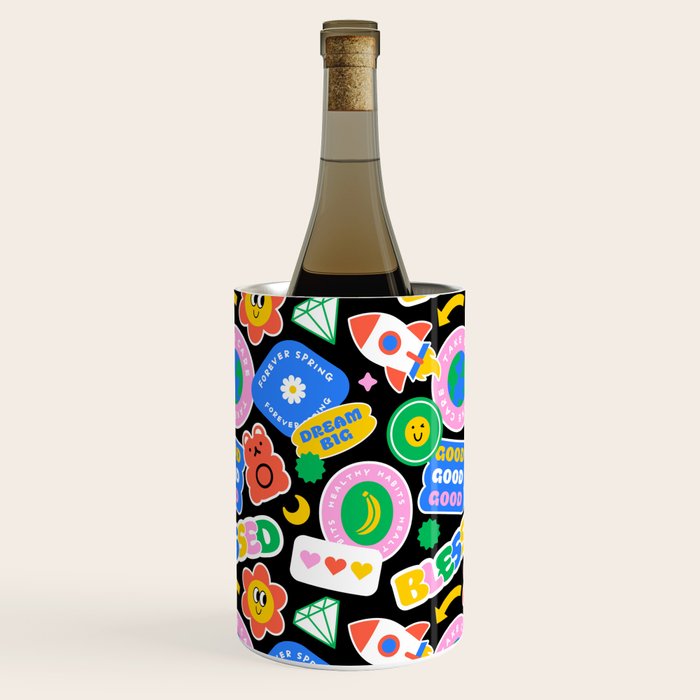 Retro cartoon sticker label pattern Wine Chiller Gallery Image 3