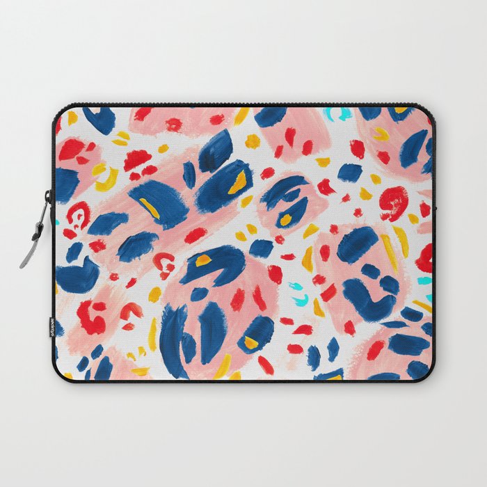 Painted Abstract Leopard Print Laptop Sleeve Gallery Image 1