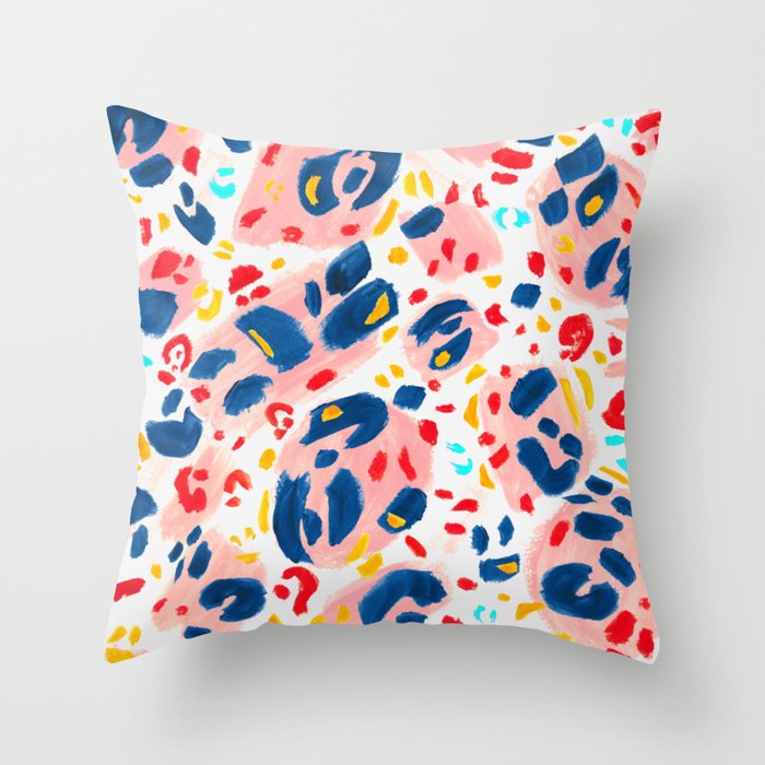 Painted Abstract Leopard Print Throw Pillow Gallery Image 1