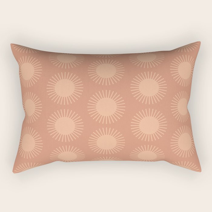 Boho Summer Sun Pattern XII Peach Rectangular Pillow Gallery Image 2