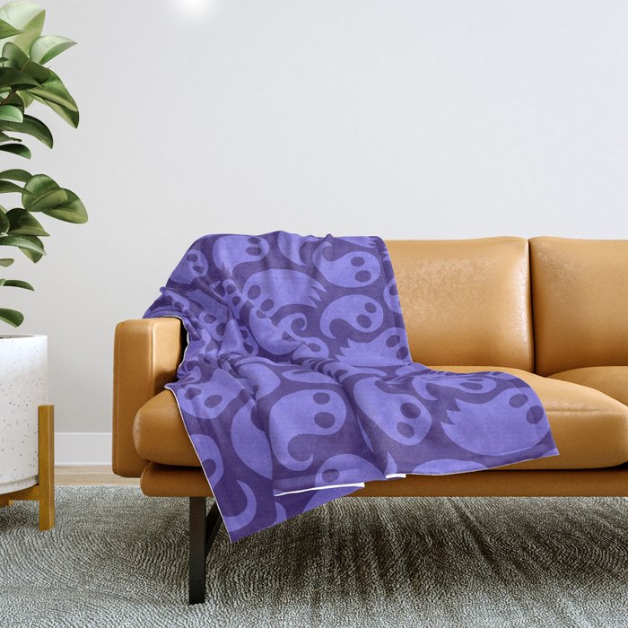 Halloween ghost cartoon pattern art Throw Blanket Gallery Image 1