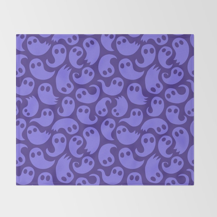 Halloween ghost cartoon pattern art Throw Blanket Gallery Image 2