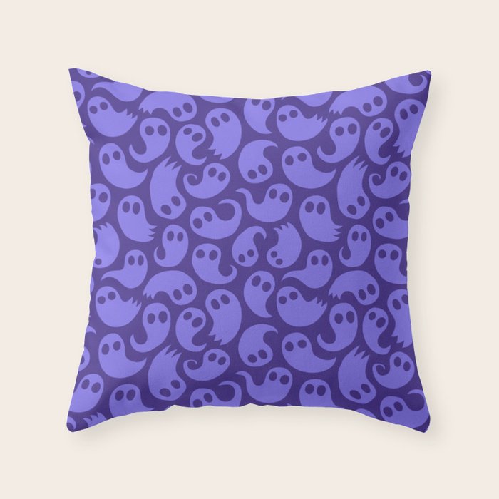 Halloween ghost cartoon pattern art Throw Pillow Gallery Image 1