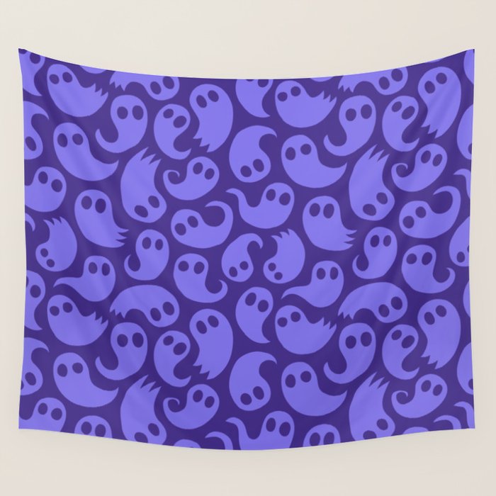 Halloween ghost cartoon pattern art Wall Tapestry Gallery Image 1