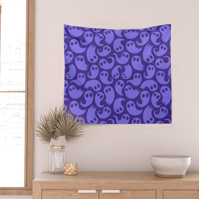 Halloween ghost cartoon pattern art Wall Tapestry Gallery Image 2