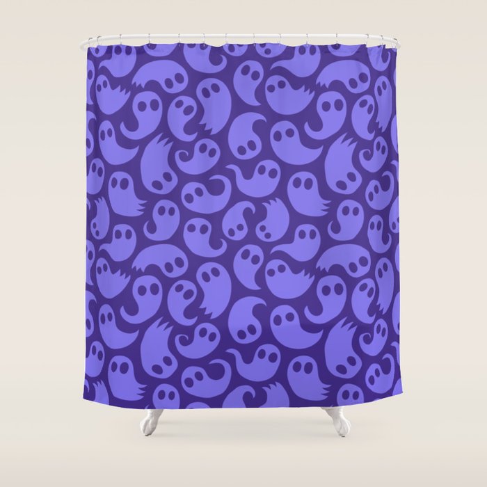 Halloween ghost cartoon pattern art Shower Curtain Gallery Image 1