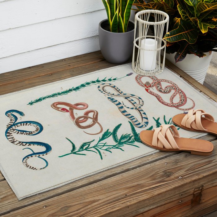 Seba Albertus Snakes With Plants  Outdoor Rug Gallery Image 2
