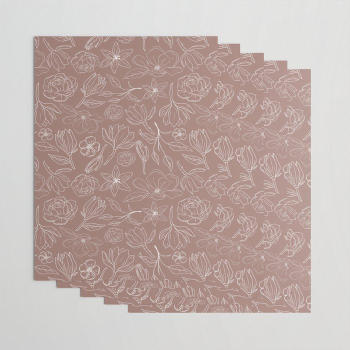 Mauve Magnolia Pattern Wrapping Paper Gallery Image 3
