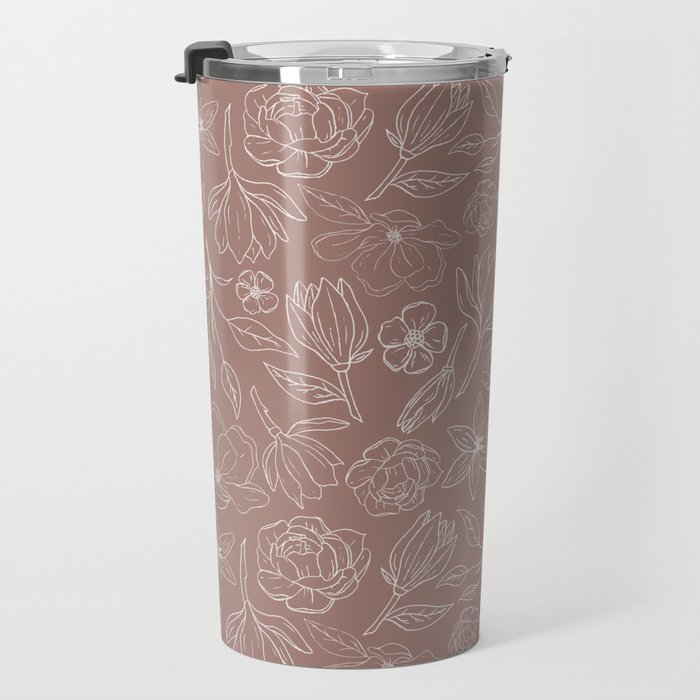 Mauve Magnolia Pattern Travel Mug Gallery Image 3
