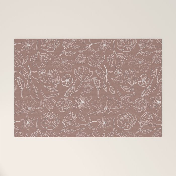 Mauve Magnolia Pattern Welcome Mat Gallery Image 1