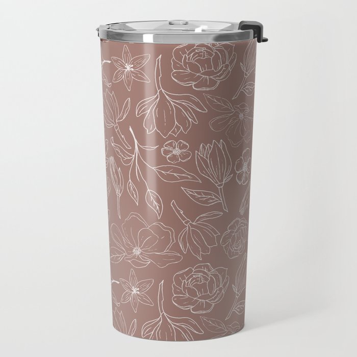 Mauve Magnolia Pattern Travel Mug Gallery Image 2