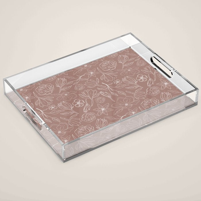 Mauve Magnolia Pattern Acrylic Tray Gallery Image 1