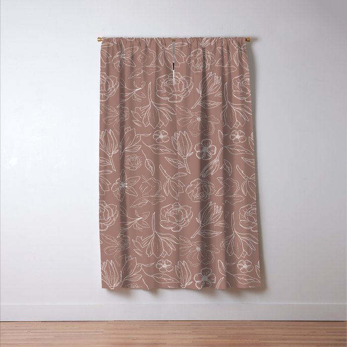 Mauve Magnolia Pattern Window Curtain Gallery Image 3