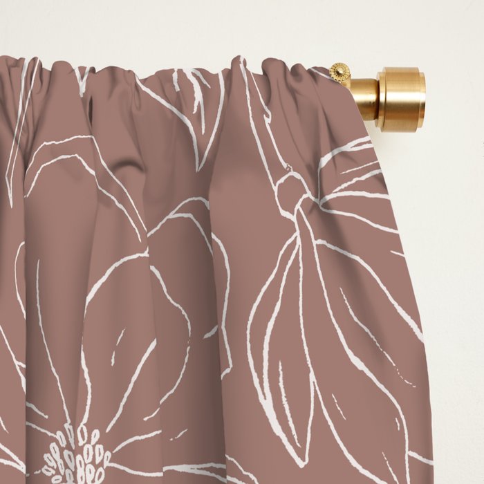 Mauve Magnolia Pattern Window Curtain Gallery Image 2