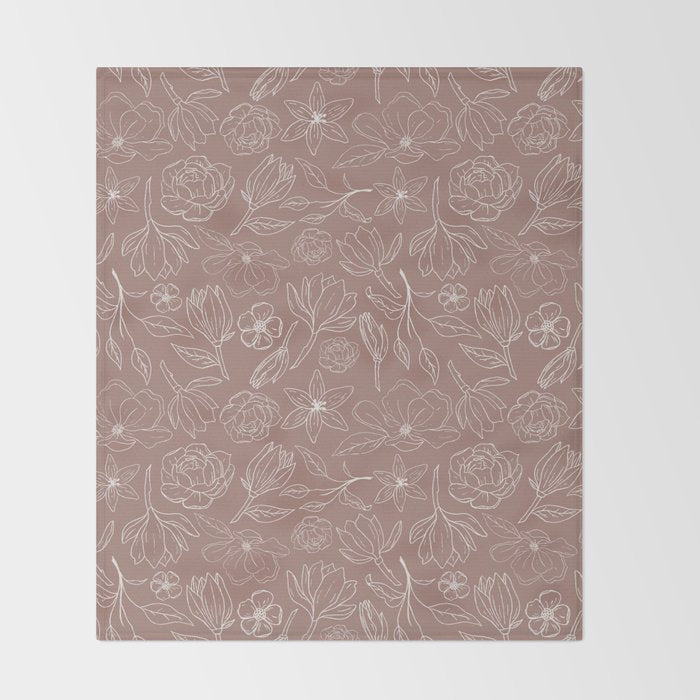 Mauve Magnolia Pattern Throw Blanket Gallery Image 2