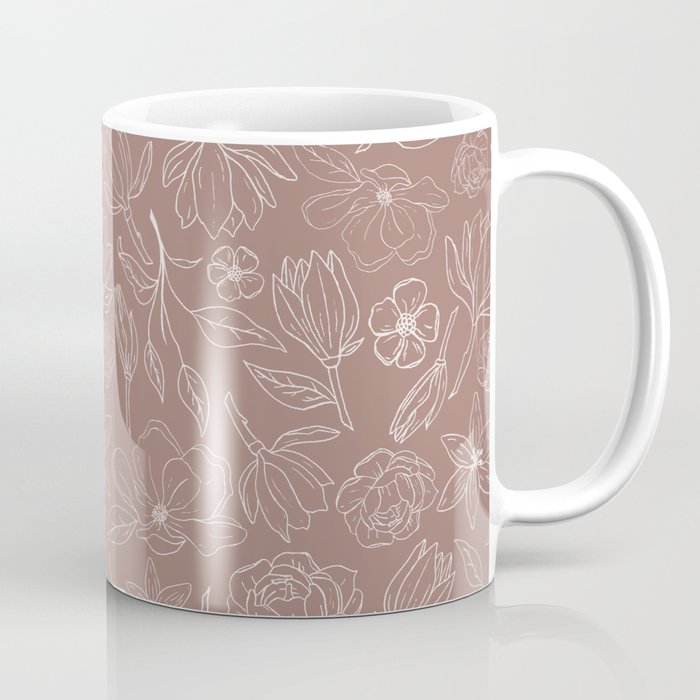 Mauve Magnolia Pattern Coffee Mug Gallery Image 1