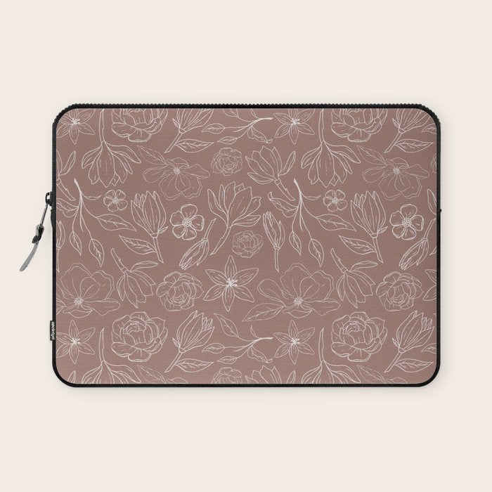 Mauve Magnolia Pattern Laptop Sleeve Gallery Image 1