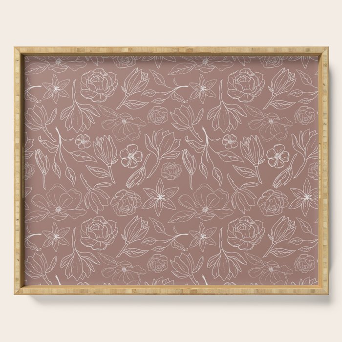 Mauve Magnolia Pattern Serving Tray Gallery Image 1
