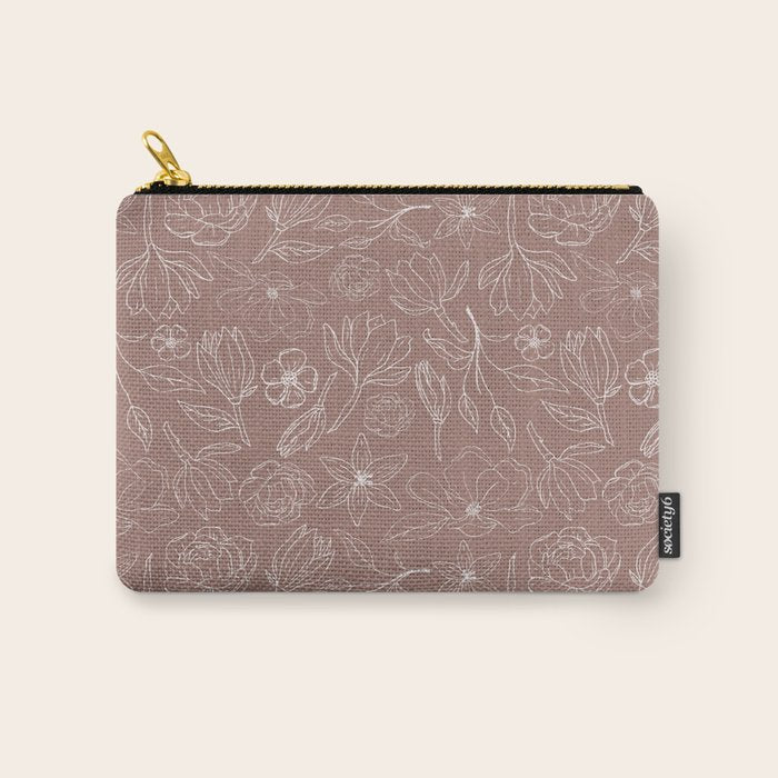 Mauve Magnolia Pattern Carry All Pouch Gallery Image 1