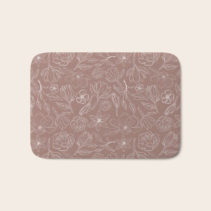 Mauve Magnolia Pattern Bath Mat Gallery Image 1