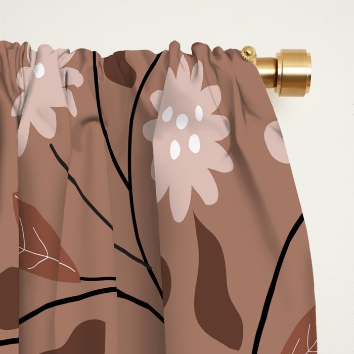 Romanic Floral in Mocha Mousse Window Curtain Gallery Image 2