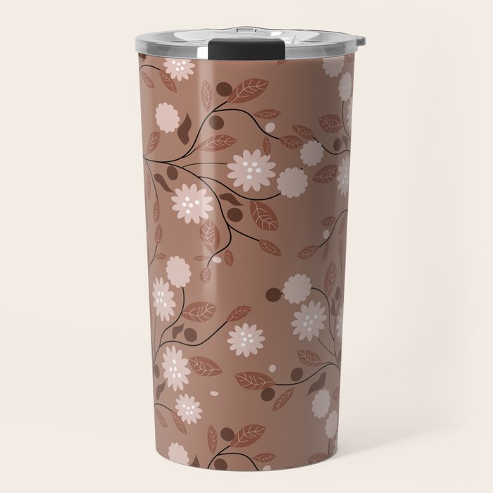 Romanic Floral in Mocha Mousse Travel Mug Gallery Image 1