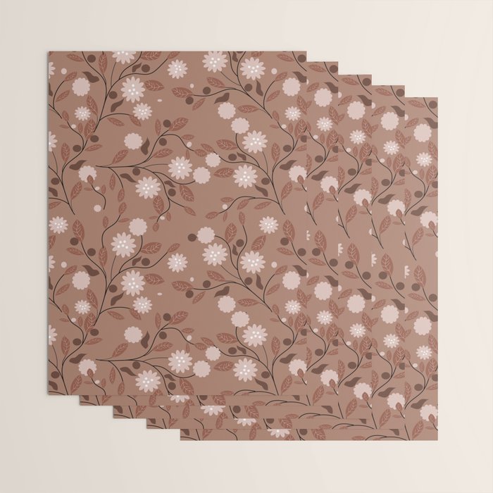 Romanic Floral in Mocha Mousse Wrapping Paper Gallery Image 3