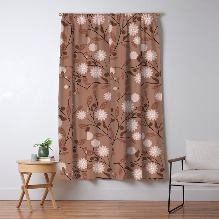 Romanic Floral in Mocha Mousse Window Curtain Gallery Image 5