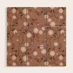 Romanic Floral in Mocha Mousse Wood Wall Art Gallery Image 1