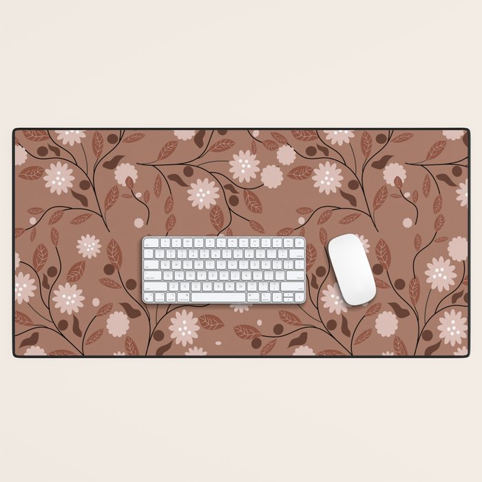 Romanic Floral in Mocha Mousse Desk Mat Gallery Image 1