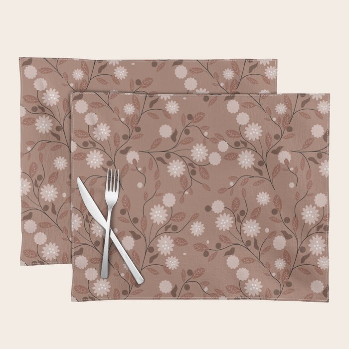 Romanic Floral in Mocha Mousse Placemat Gallery Image 1