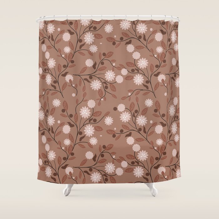 Romanic Floral in Mocha Mousse Shower Curtain Gallery Image 1