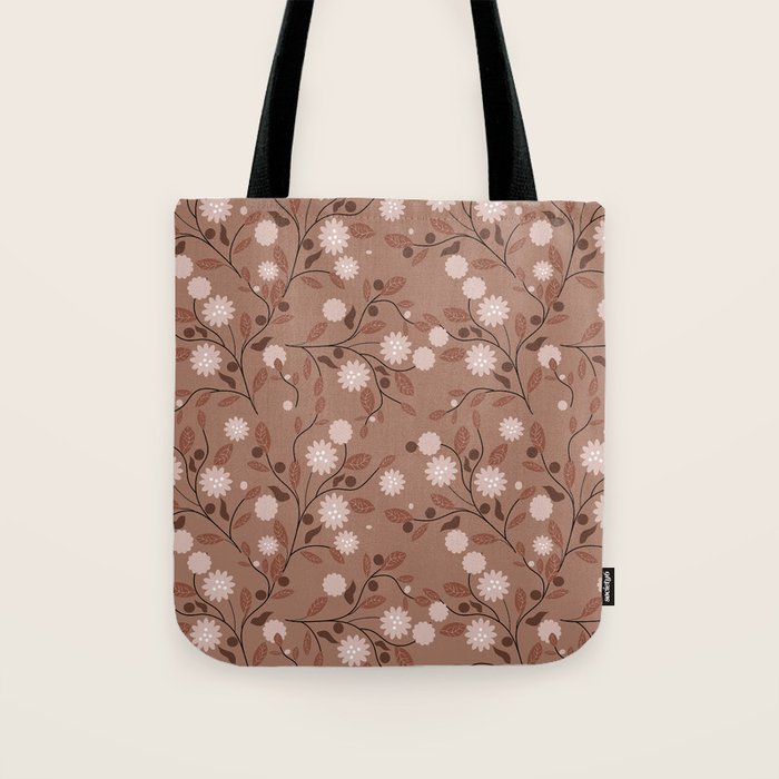Romanic Floral in Mocha Mousse Tote Bag Gallery Image 1