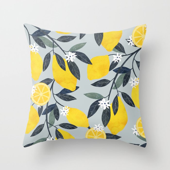 Fruit market retro Mallorca inspiration Throw Pillow Gallery Image 1