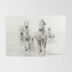 Camargue White Horses Running in Water - Nature Photography Rug Gallery Image 2
