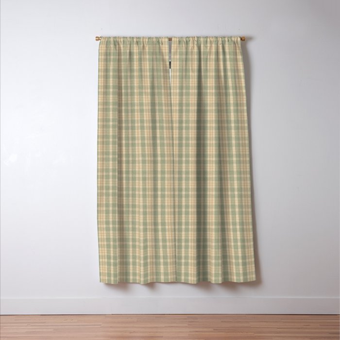 North Country Plaid - sage and light gold Window Curtain Gallery Image 3