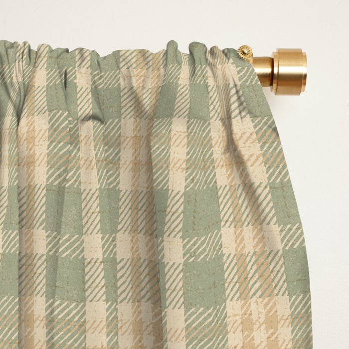 North Country Plaid - sage and light gold Window Curtain Gallery Image 2