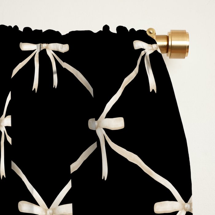Bows & Ribbons Pattern XLVII Black and White Window Curtain Gallery Image 2