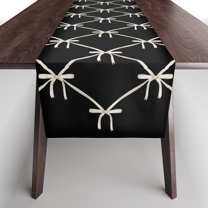 Bows & Ribbons Pattern XLVII Black and White Table Runner Gallery Image 1