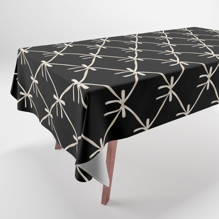 Bows & Ribbons Pattern XLVII Black and White Tablecloth Gallery Image 1