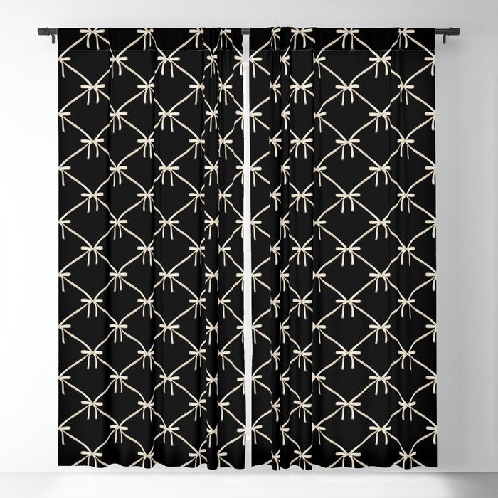 Bows & Ribbons Pattern XLVII Black and White Window Curtain Gallery Image 5