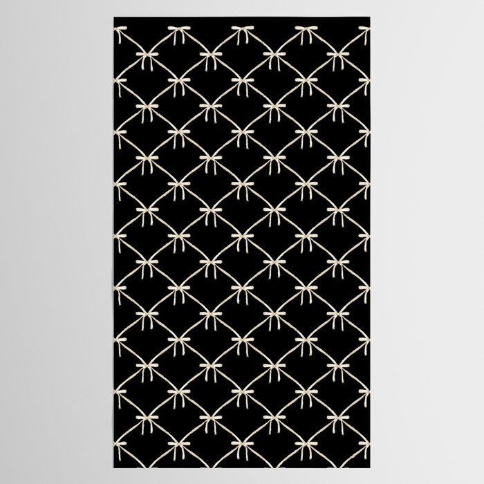 Bows & Ribbons Pattern XLVII Black and White Tablecloth Gallery Image 2