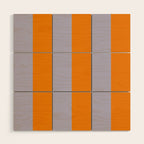 Lilac Clematis and Orange Stripes Wood Wall Art Gallery Image 1