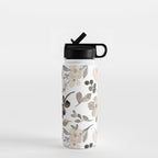 Watercolour Flowers Print, Neutral Tones, Digital Art Water Bottle Gallery Image 1