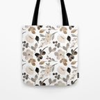 Watercolour Flowers Print, Neutral Tones, Digital Art Tote Bag Gallery Image 1