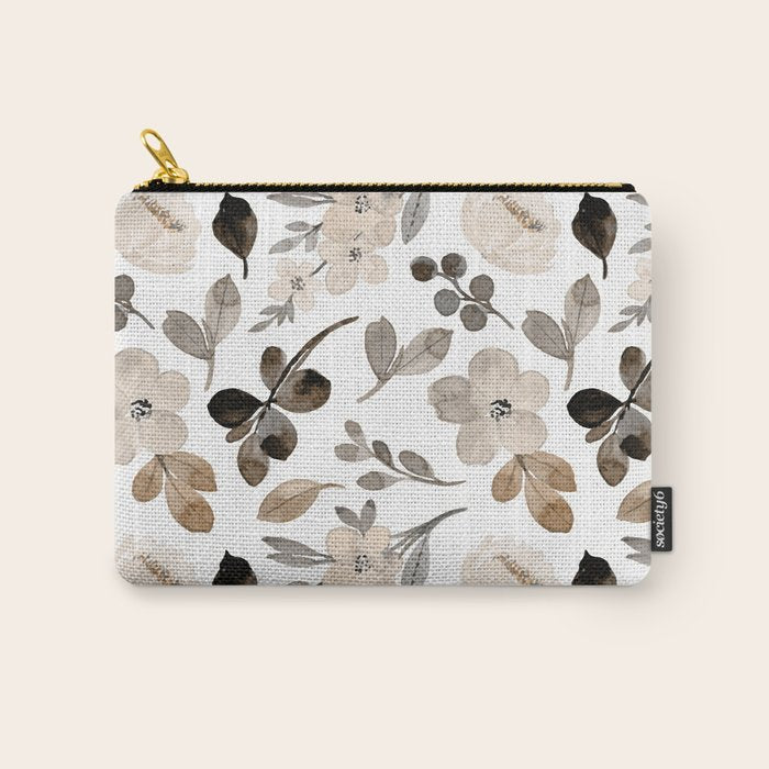 Watercolour Flowers Print, Neutral Tones, Digital Art Carry All Pouch Gallery Image 1