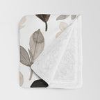 Watercolour Flowers Print, Neutral Tones, Digital Art Throw Blanket Gallery Image 3