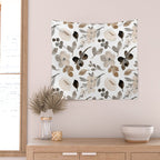 Watercolour Flowers Print, Neutral Tones, Digital Art Wall Tapestry Gallery Image 2